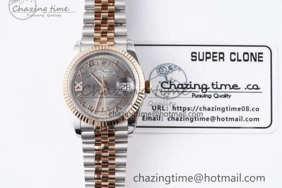 Gray Markers Bracelet Dial 126231 RG 36 DateJust JDF Plated Jubilee 904L RG Steel Roman V2 SS on 1218